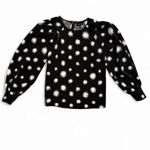 Who What Wear Black Blouse with Cream Starburst Print